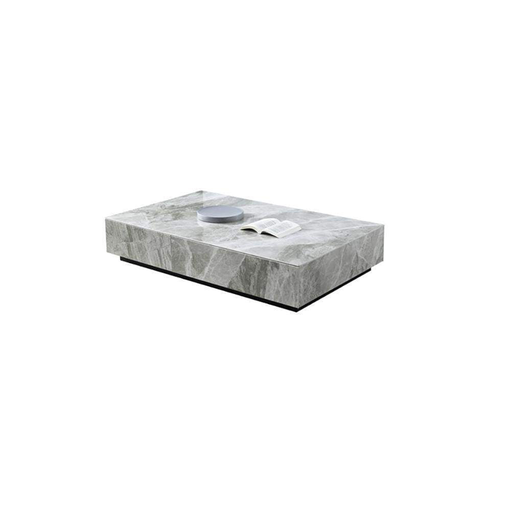 Gray Stone Top Coffee Table and TV Stand Set of 2 with Carbon Steel Base-Furniture,Living Room Furniture,Living Room Sets