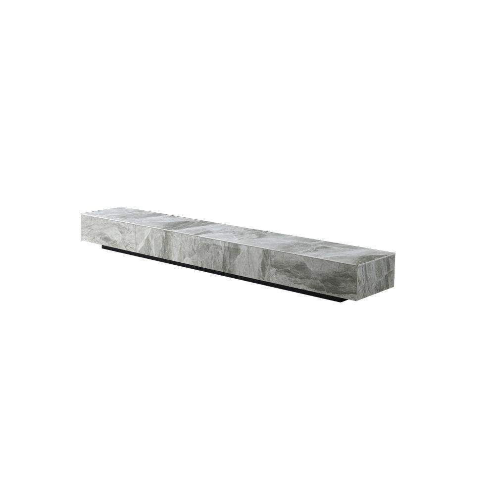 Gray Stone Top Coffee Table and TV Stand Set of 2 with Carbon Steel Base-Furniture,Living Room Furniture,Living Room Sets