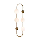 Globe Wall Sconce White Glass 4-Light Wall Lighting Gold Oblong Hanging Rod