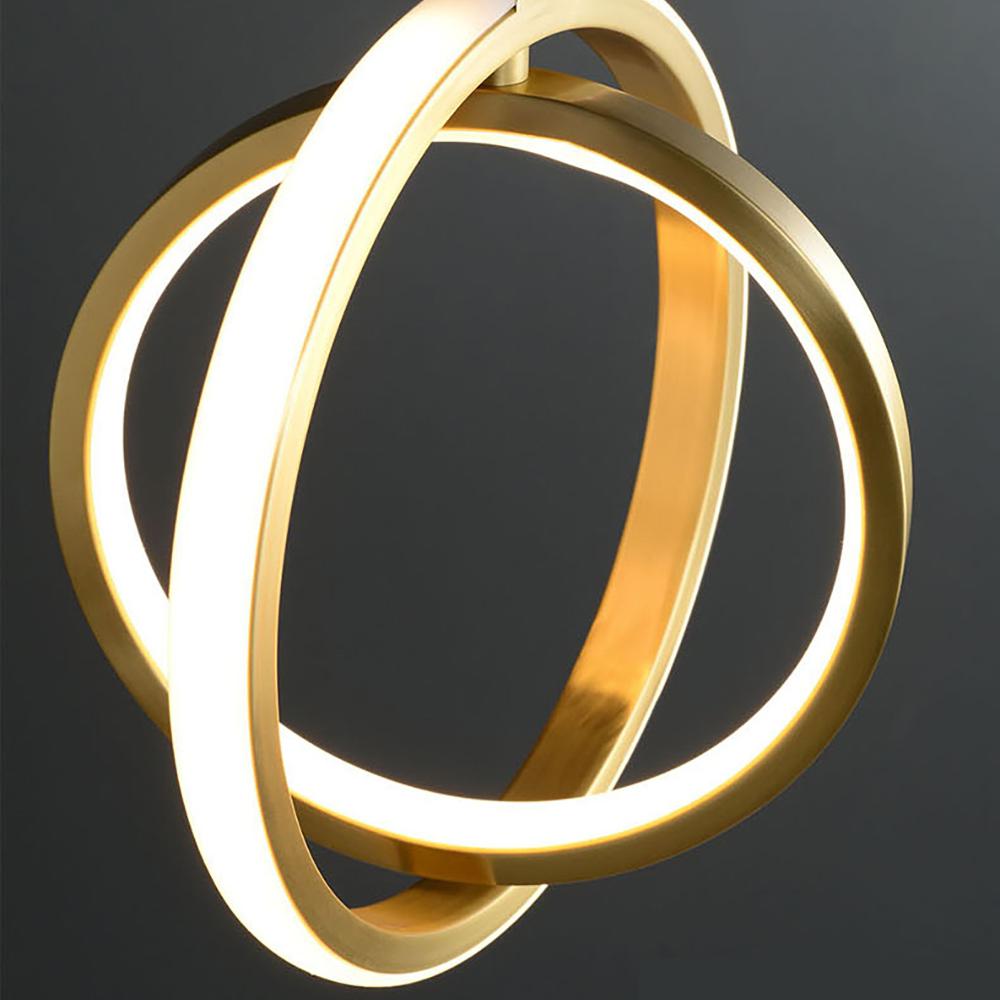 Gold Geométric Light Light 2-Ring LED HORNING LIGHT en laiton