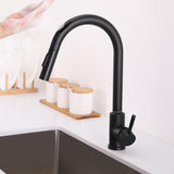 Matte Black Touch Kitchen Faucet Stainless Steel Pull Out Spray Single Handle