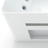 60" Modern Acrylic Rectangular Whirlpool Water Massage Bathtub in Chromatherapy LED
