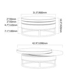 White Round Modern Wood Swivel Coffee Table with Storage Drawer in Gold