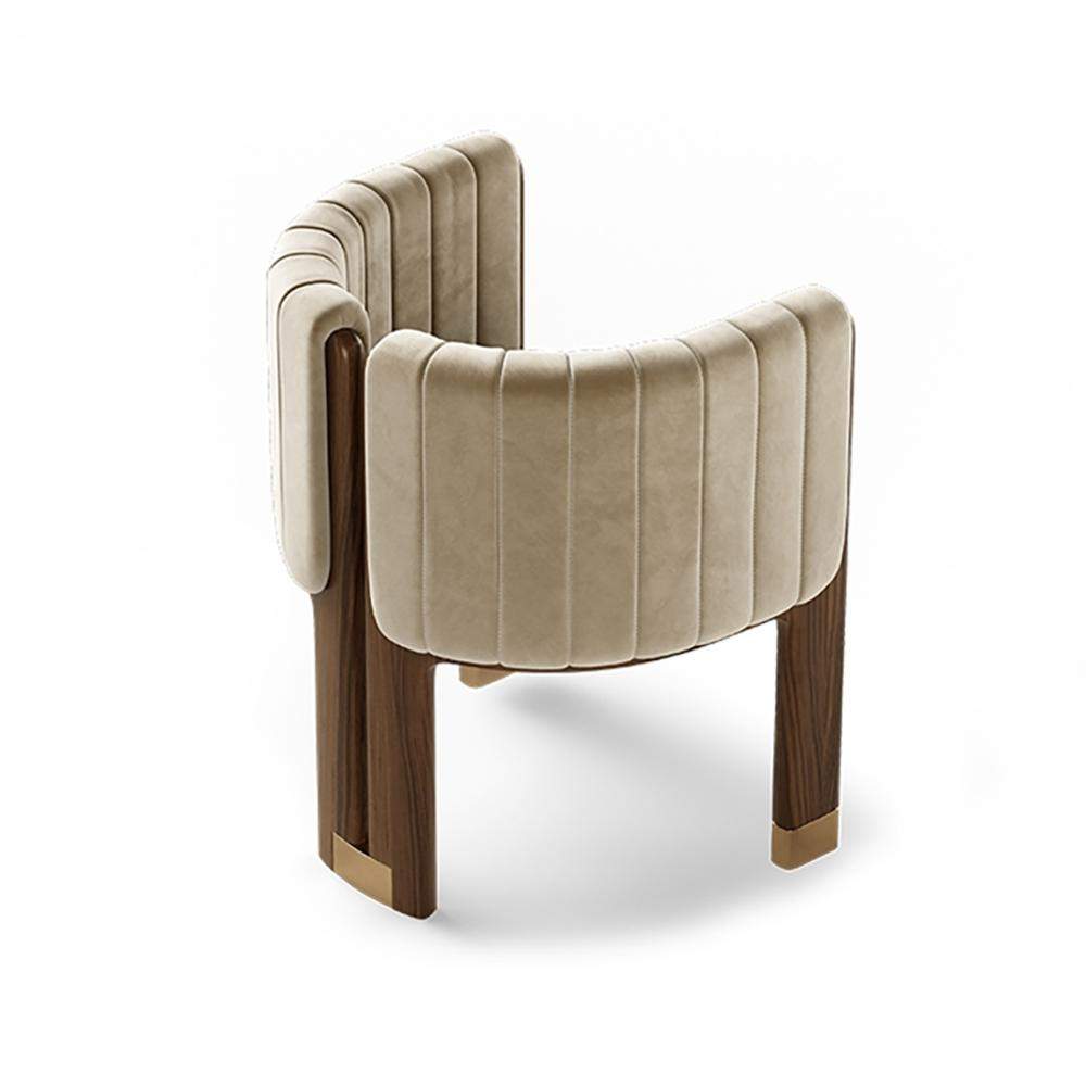 Modern Wood Accent Chair Camel Velvet Upholstered Arm Chair-Richsoul-Chairs & Recliners,Furniture,Living Room Furniture