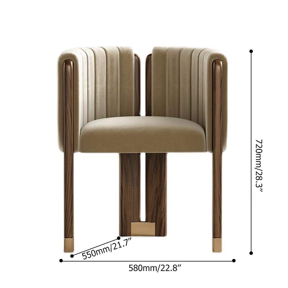 Modern Wood Accent Chair Camel Velvet Upholstered Arm Chair-Richsoul-Chairs & Recliners,Furniture,Living Room Furniture