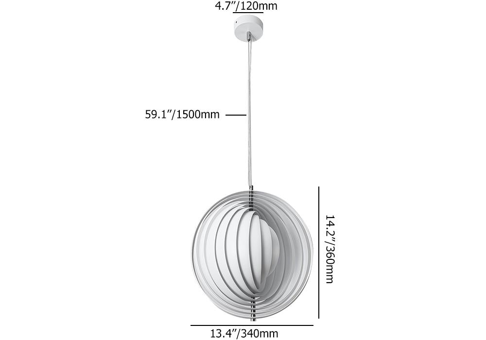 Rotatable Modern 1-Light Globe Metal Pendant Light White Color