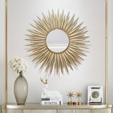 Luxury Creative Gold Sun Metal Wall Mirror Decor Art