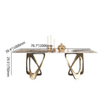 63" Contemporary Dining Table for 6 Seaters with Stone Top & Double Pedestal