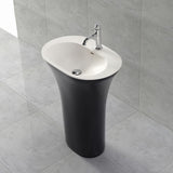 Modern Stone Resin Vase Shaped Pedestal Bathroom Wash Sink in White & Black