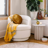 Modern White Fluted Side Table Round Wood End Table with Unique Design