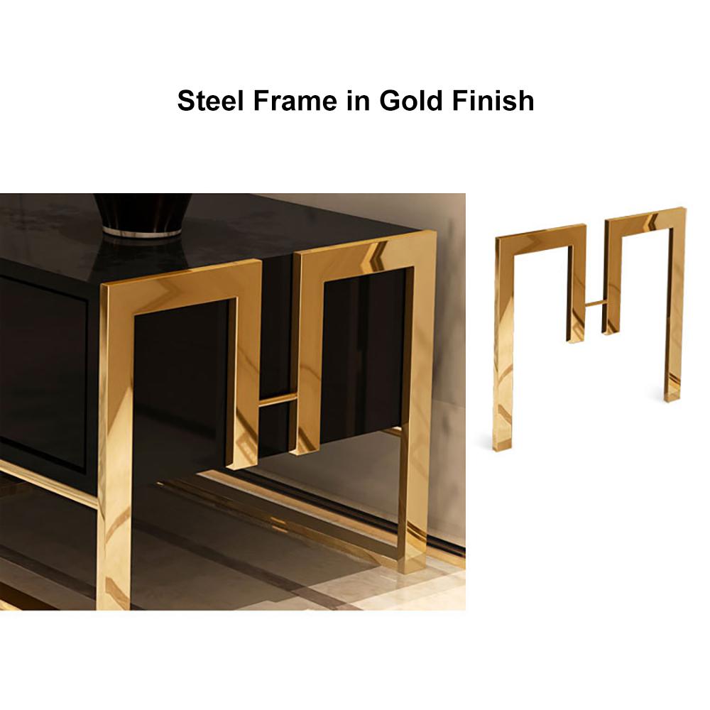 Jocise 71" Modern Jocise White & Gold TV Stand 3 Drawers Media Console