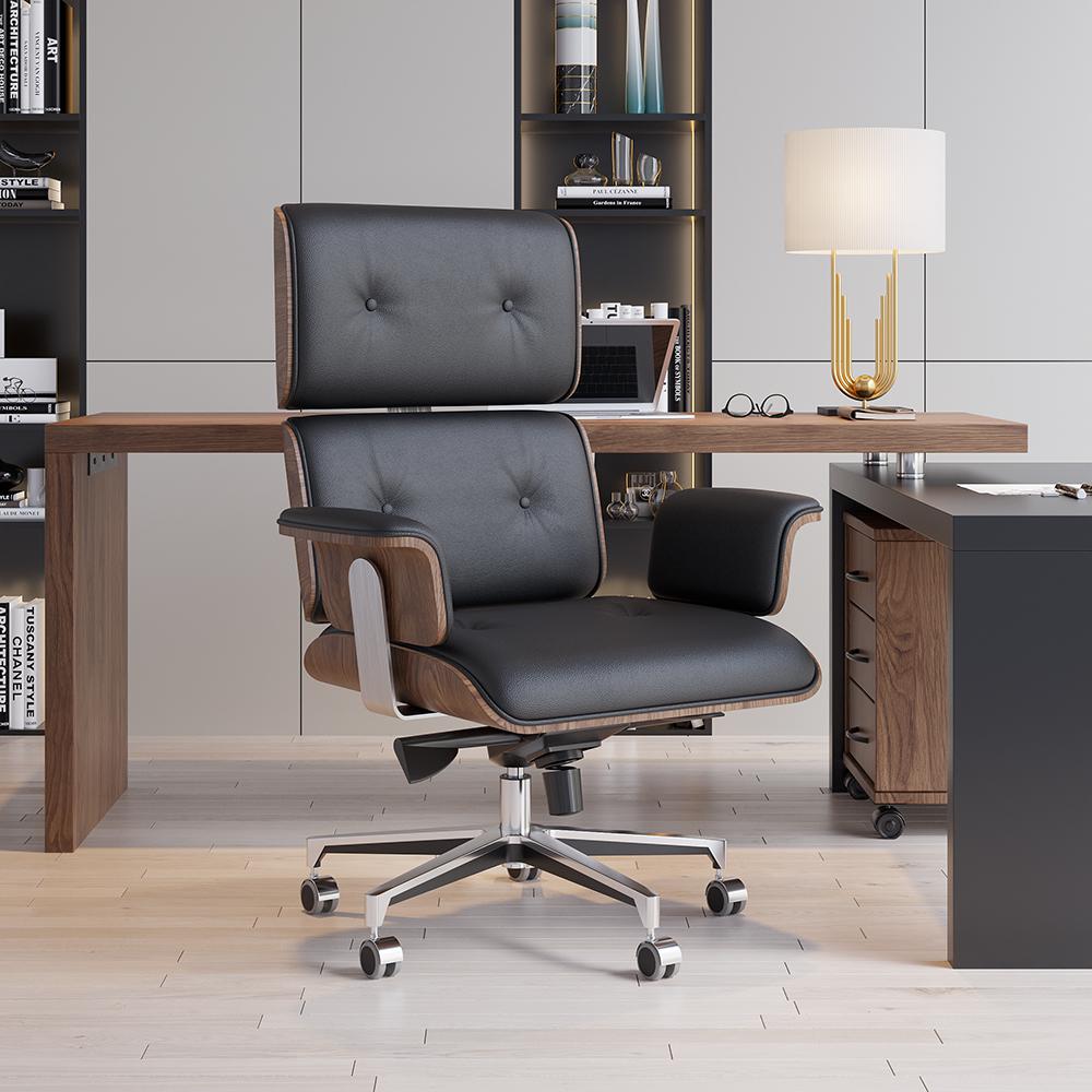 Modern Black Home Office Chair Upholstered Swivel Task Office Chair Height