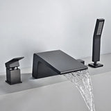 Waterfall Deck-Mount Roman Tub Faucet with Handshower in Brushed Gold