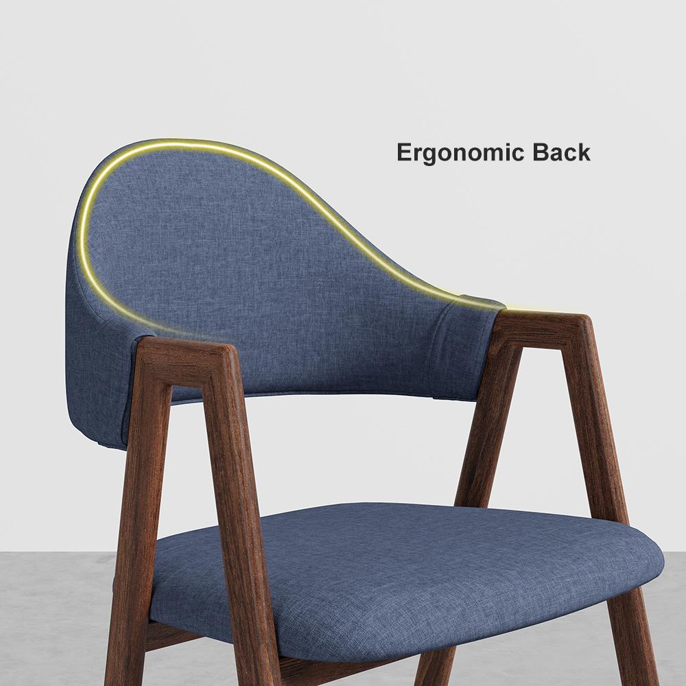 Gray Linen Upholstered Dining Chair Side Chair (Set of 2)