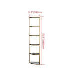 6-Tier Modern Fan-Shaped Shelves Standing Corner Shelf in White&Gold-Bookcases & Bookshelves,Furniture,Office Furniture
