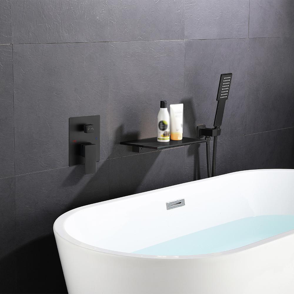 Solid Brass Single Handle Wall Mount Tub Faucet in Brushed Gold