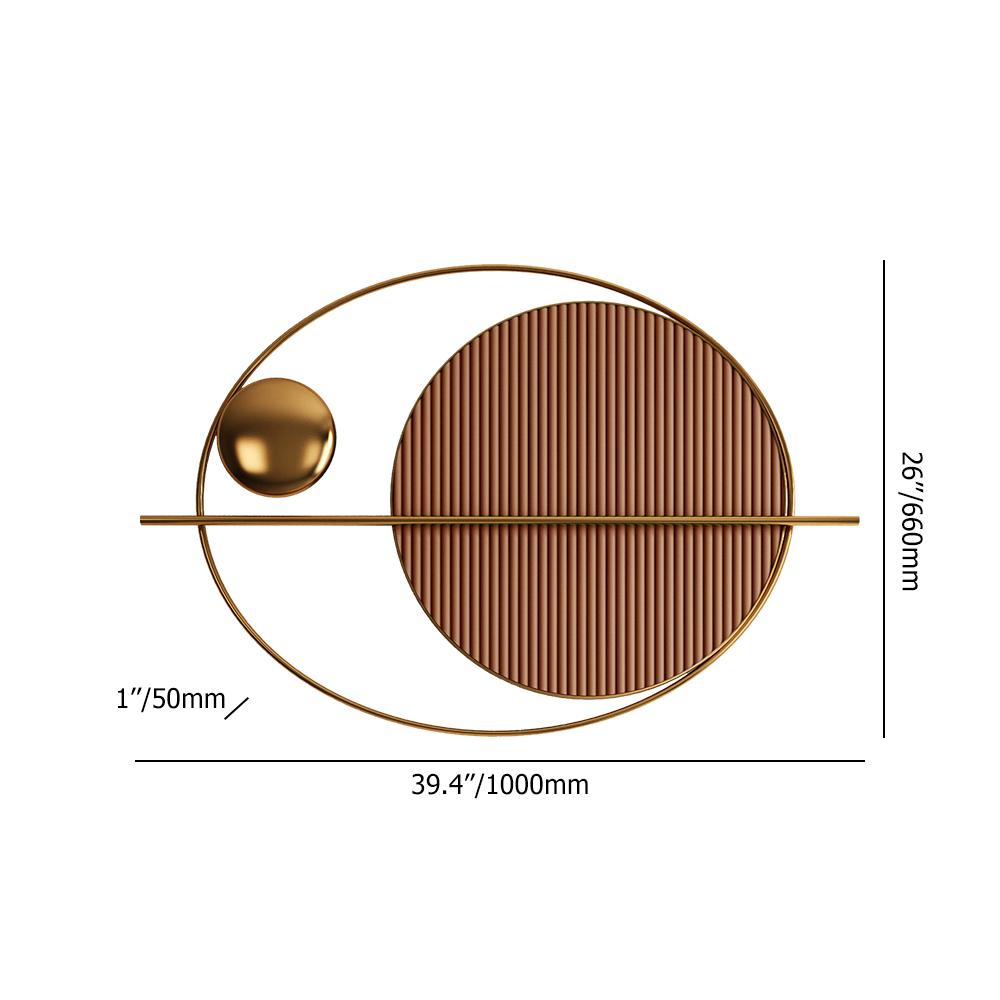 Modern Oval Geometric Wall Decor Brown Metal Hanging Accents