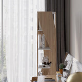 5-Tier Geometric Bookshelf Curved Shape Industrial Bookcase in Walnut & Black Rotating