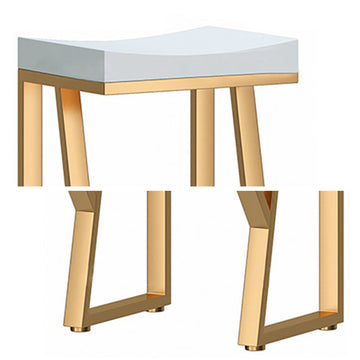 25.6" Modern White Solid Wood Bar Stool Backless with Golden Footrest