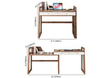 Modern I Shaped Desk Retracted & Extendable Corner Walnut Desk with Storage & 2 Drawers