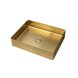 Contemporary Gold Rectangular Stainless Steel Vessel Sink Luxury Wash Sink