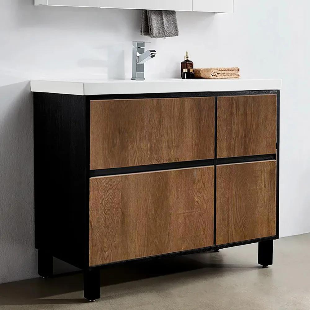 36" Free-Standing Bathroom Vanity with Sink Rustic Single Sink Vanity with Drawers