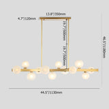 White Globe Shade 12-Light Linear Island Light in Gold