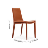 Gray Saddle Leather Upholstered High Back Dining Chair Set of 2