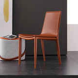 Gray Saddle Leather Upholstered High Back Dining Chair Set of 2