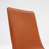 Gray Saddle Leather Upholstered High Back Dining Chair Set of 2
