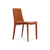 Gray Saddle Leather Upholstered High Back Dining Chair Set of 2