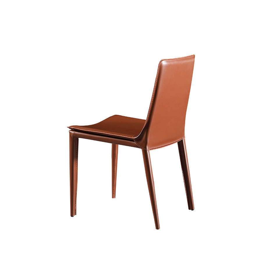 Gray Saddle Leather Upholstered High Back Dining Chair Set of 2