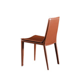 Gray Saddle Leather Upholstered High Back Dining Chair Set of 2