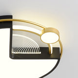 Modern Round White & Gold & Black LED Flush Ceiling Mount Light
