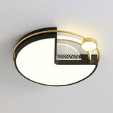 Modern Round White & Gold & Black LED Flush Ceiling Mount Light