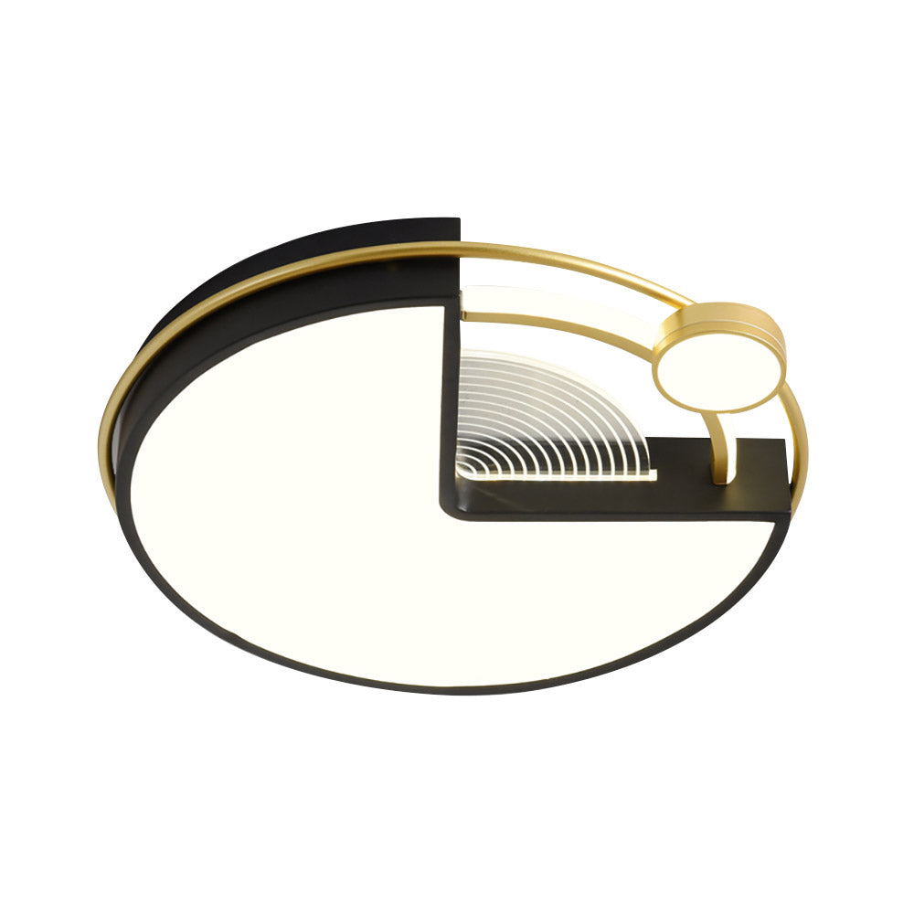 Modern Round White & Gold & Black LED Flush Ceiling Mount Light