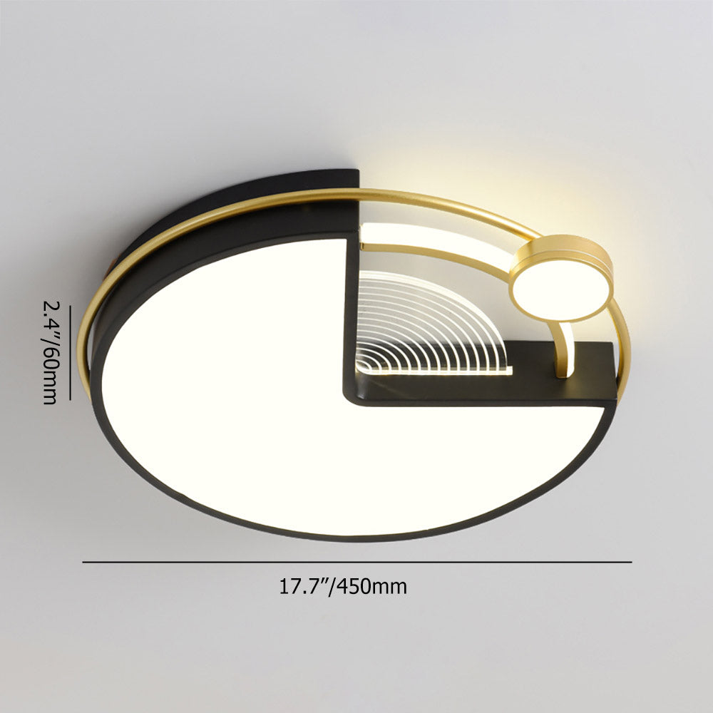 Modern Round White & Gold & Black LED Flush Ceiling Mount Light