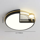 Modern Round White & Gold & Black LED Flush Ceiling Mount Light