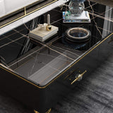 51.2" Modern Marble Coffee Table & Storage Drawers Gold Stainless Steel Legs-Richsoul-Coffee Tables,Furniture,Living Room Furniture