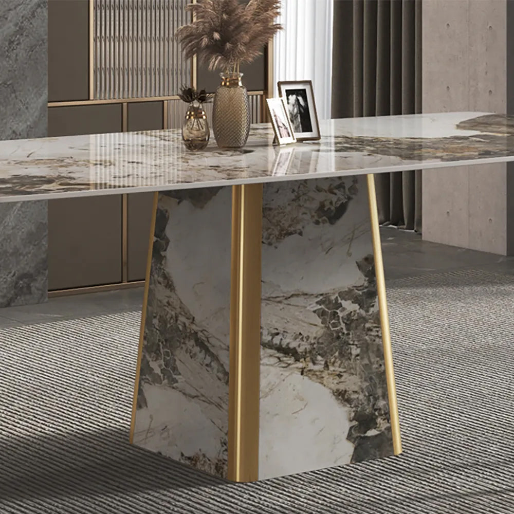 79" Rectangle Contemporary Stone Dining Table for 8 Seaters