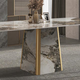 79" Rectangle Contemporary Stone Dining Table for 8 Seaters