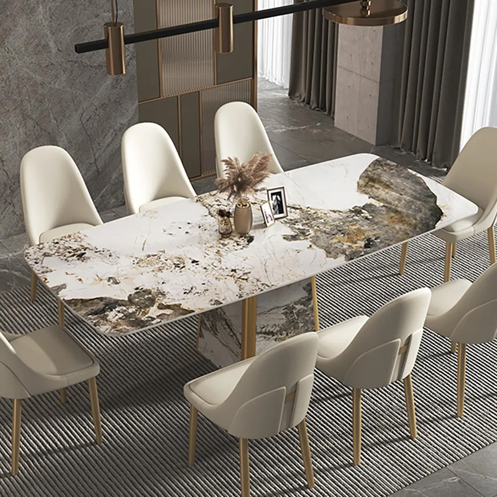 79" Rectangle Contemporary Stone Dining Table for 8 Seaters