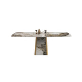 79" Rectangle Contemporary Stone Dining Table for 8 Seaters