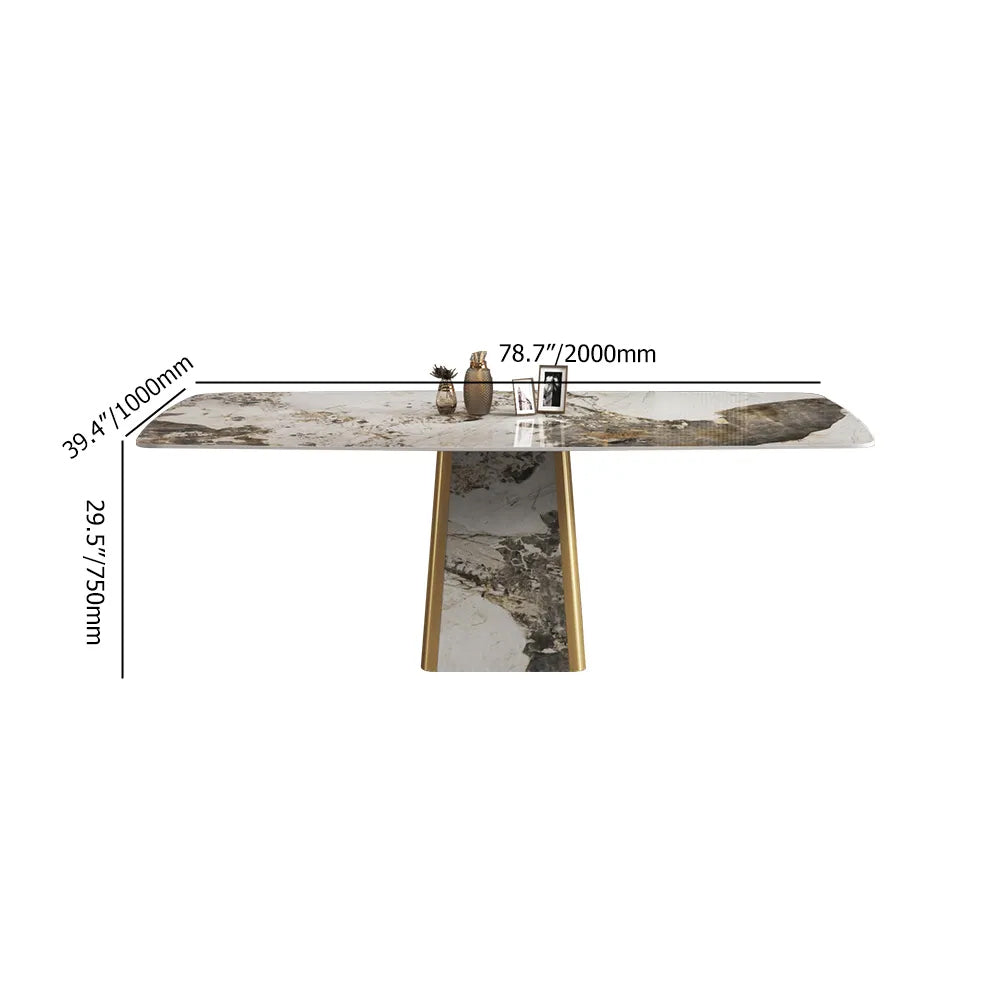 79" Rectangle Contemporary Stone Dining Table for 8 Seaters
