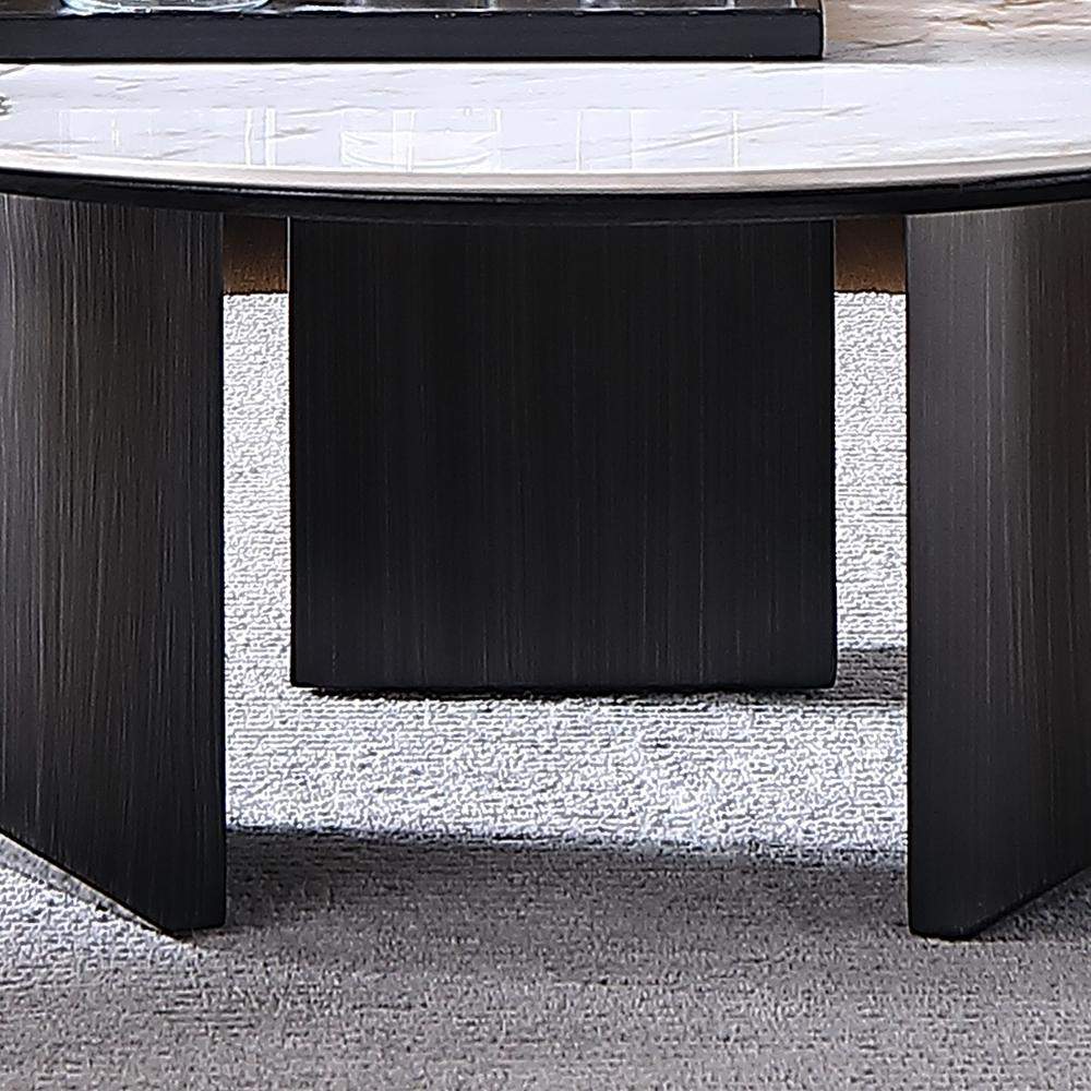 Contemporary Round Stone-top Coffee Table & Side Table Set of 2 with Marble Look-Richsoul-Coffee Tables,Furniture,Living Room Furniture