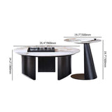 Contemporary Round Stone-top Coffee Table & Side Table Set of 2 with Marble Look-Richsoul-Coffee Tables,Furniture,Living Room Furniture