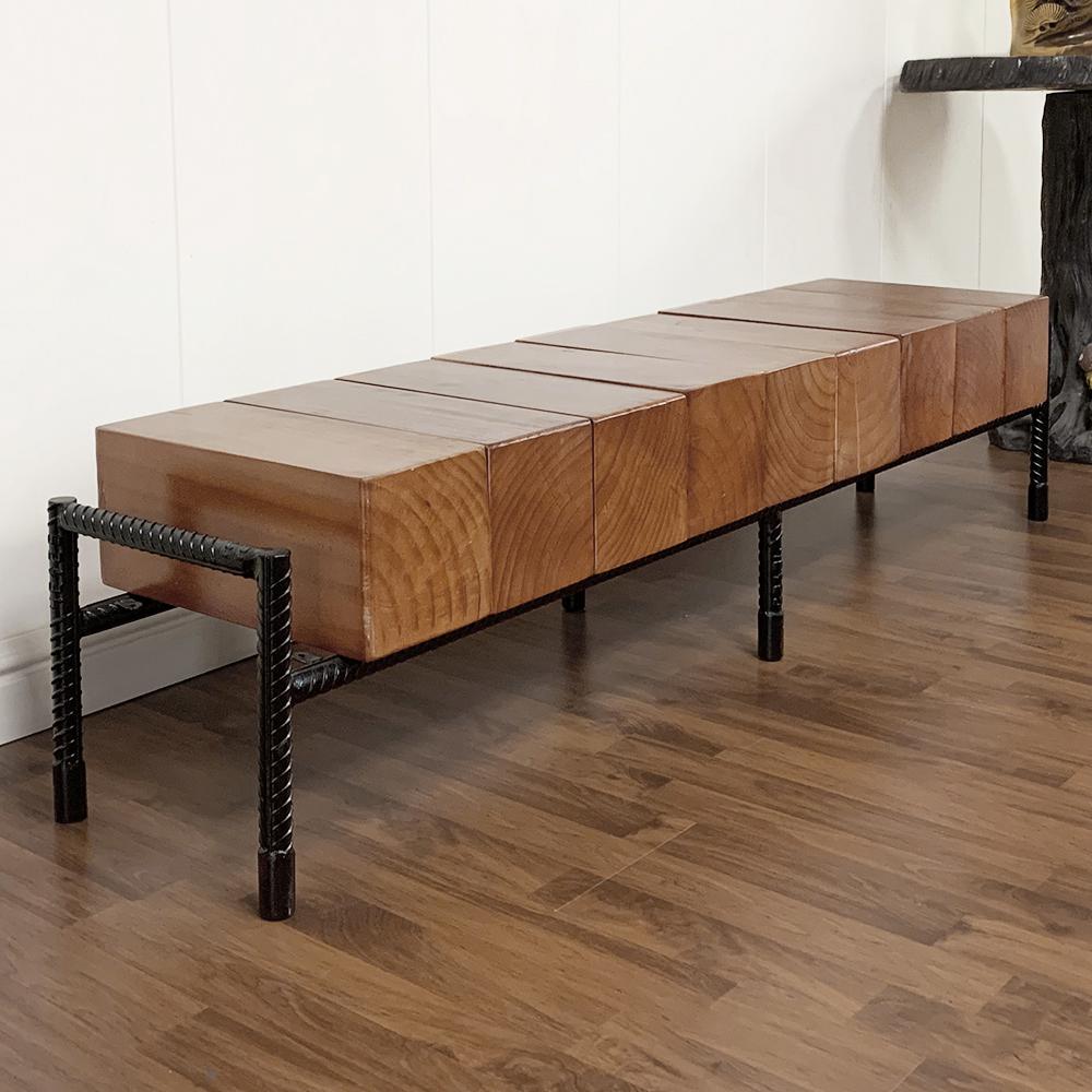Walnut Black Industrial Pine Wood & Metal TV Stand | Supports 65-inch TVs