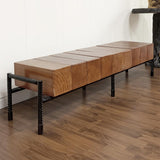 Walnut Black Industrial Pine Wood & Metal TV Stand | Supports 65-inch TVs