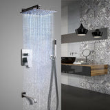 Dree LED Brushed Nickel Shower Set 10" with Hand Shower & Tub Spout Shower Combo Set