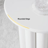 Modern White Fluted Side Table Round Wood End Table with Unique Design